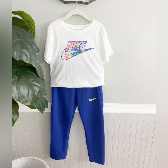 Nike boys Tye Dye White Blue T-shirt and Jogger outfit Bundle size 7 - Picture 1 of 9